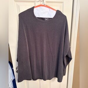 Maurices Ribbed Knit Long Sleeve Top in Charcoal Gray